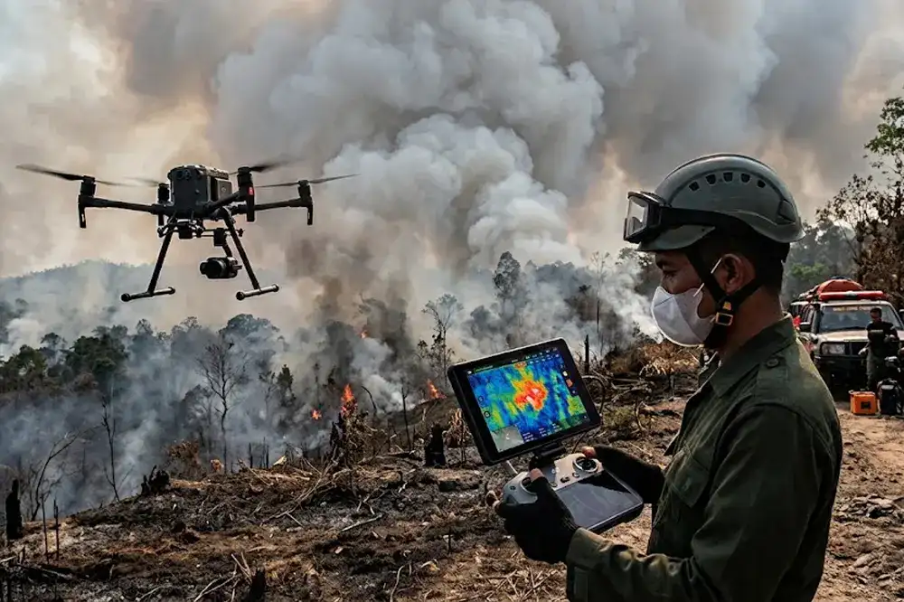 Drone Thermal hingga Hujan Buatan: Teknologi yang Sedang Bekerja Memadamkan Karhutla Indonesia Saat Ini